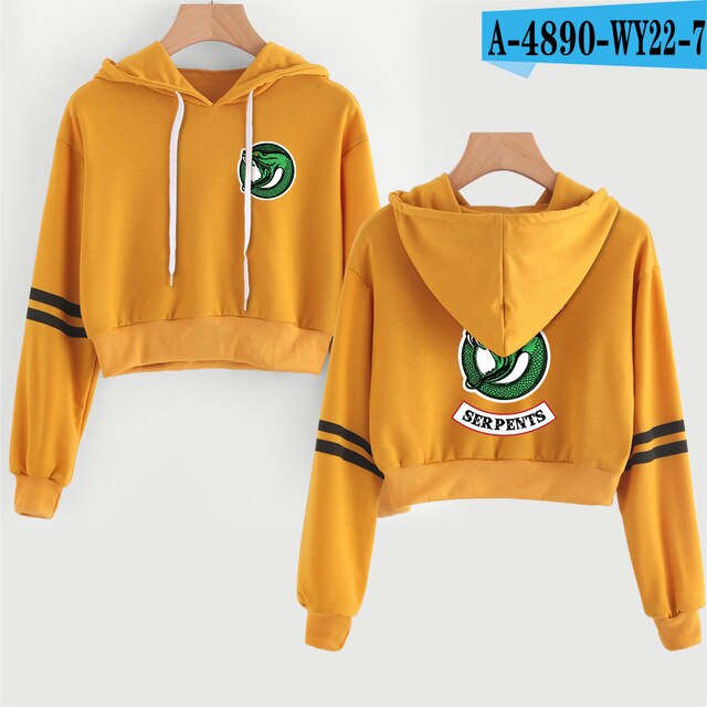 Women Sexy Crop Top Hoodies RIVERDALE Southside Serpent Print harajuku Casual Hoodies Sweatshirts