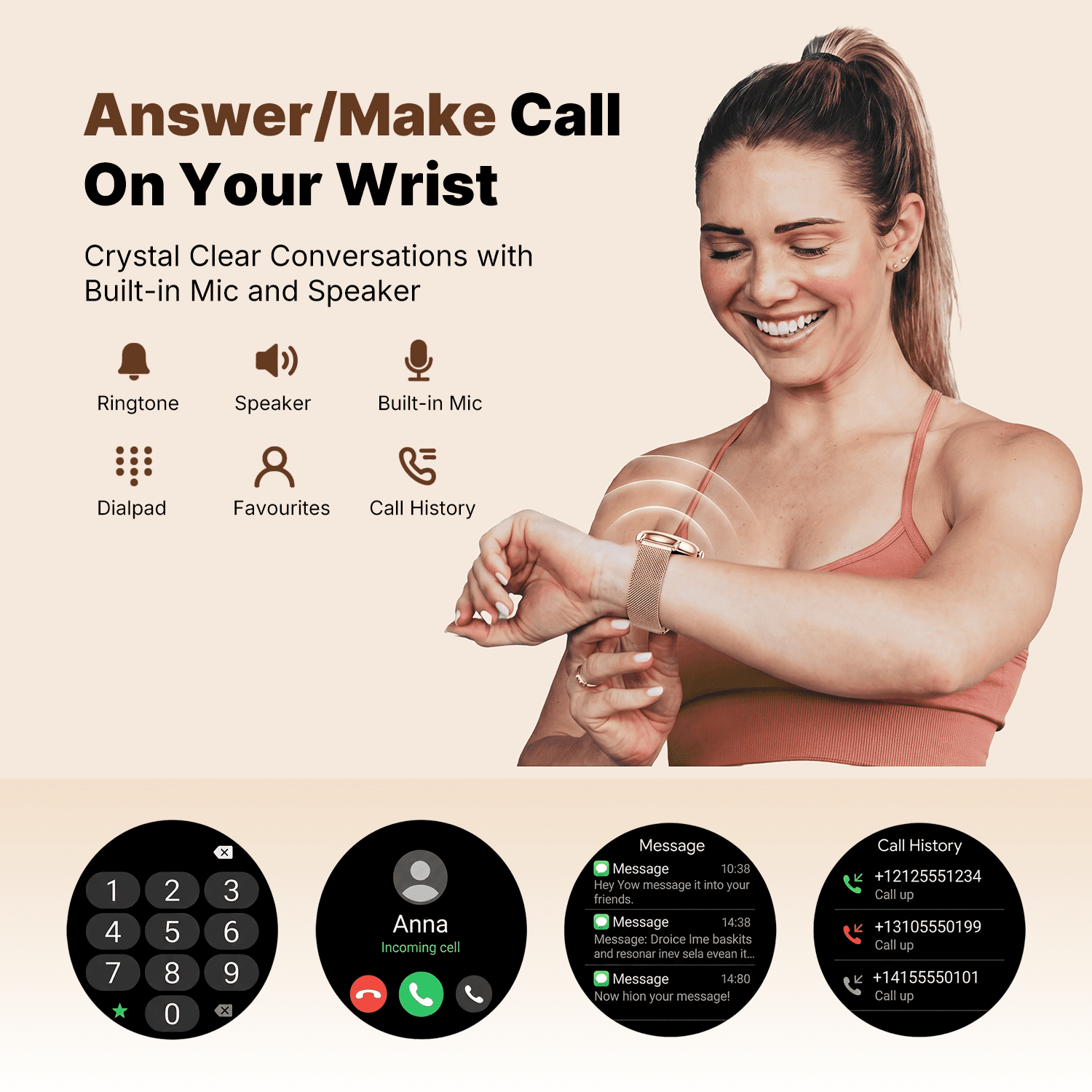 Smart Watch for Women Android/iPhone Devices, IP68 Waterproof Fitness