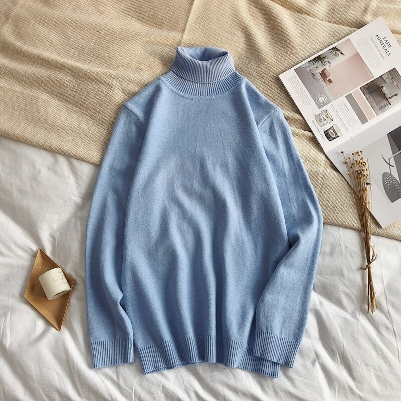 Male Sweater Men's Winter Pullover Turtle Neck  Jumper White Mens Knitwear Pull Homme Turtleneck Sweater Christmas Cotton black