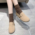 Khaki Flat Shoes French Retro Single Shoes Boken Shoes Spring New Women's Shoes