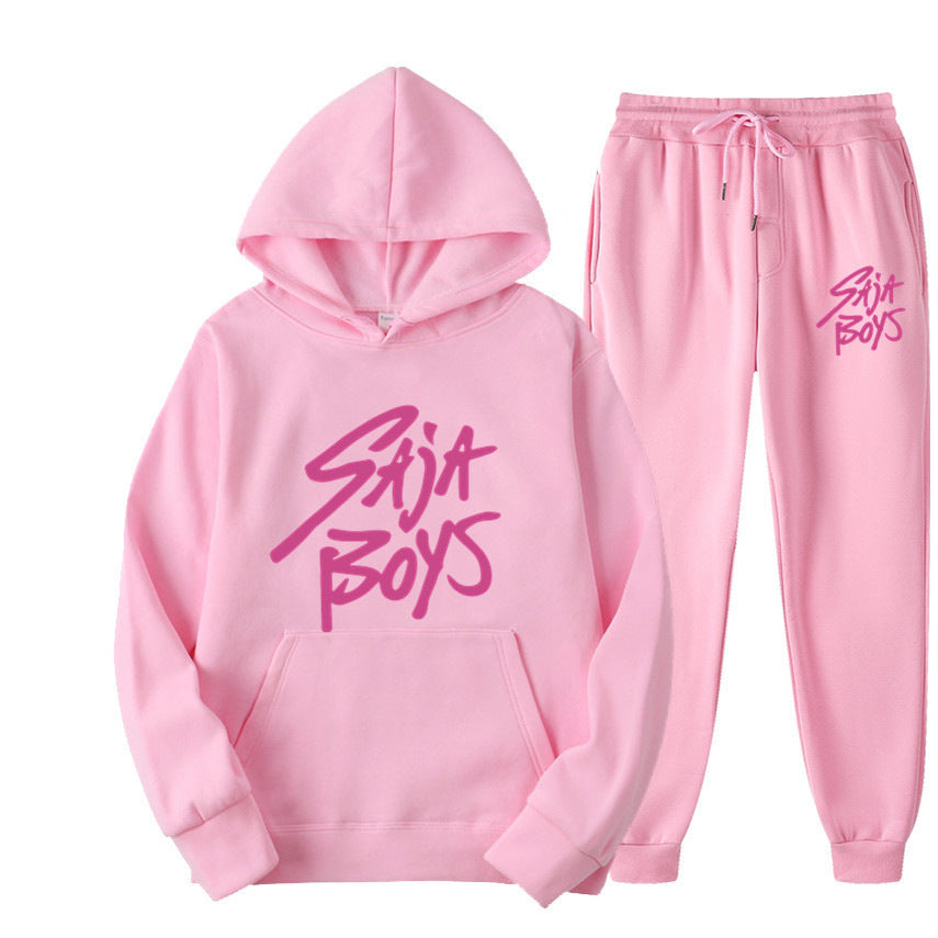 Saja Boys Hooded Sweatshirt Two-Piece Set for Unisex with Fleece Lining