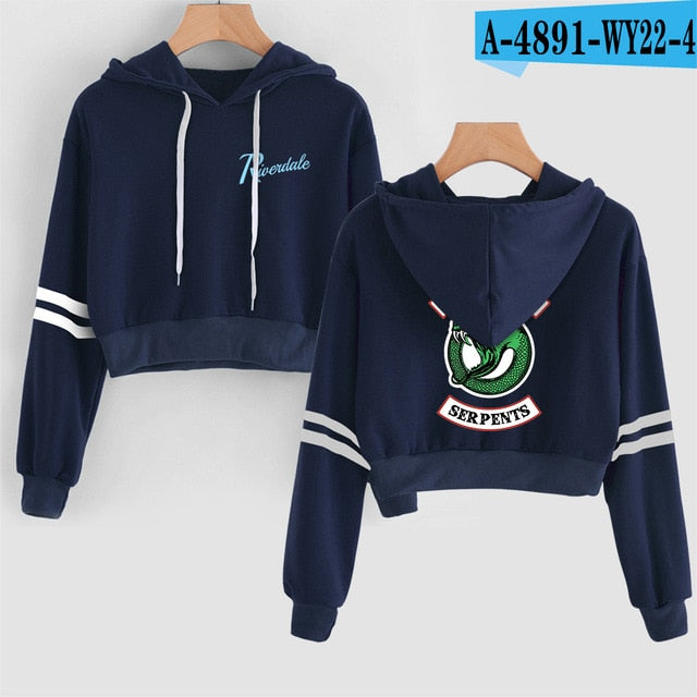 Women Sexy Crop Top Hoodies RIVERDALE Southside Serpent Print harajuku Casual Hoodies Sweatshirts