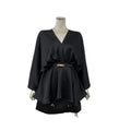 European and American girls' design sense V-neck standard sleeve with belt top, fashionable and casual salt style