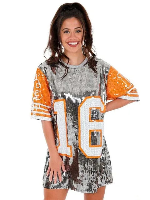 New Baseball Football Game Female Tops Sequin Women