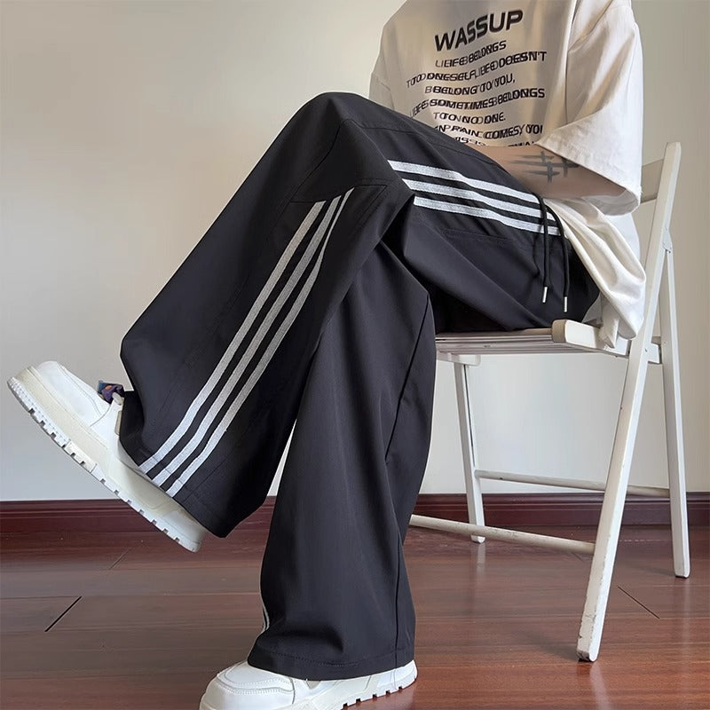 Striped Pants Men  Loose Wide Leg Pants Teen Boys Casual Long Trousers