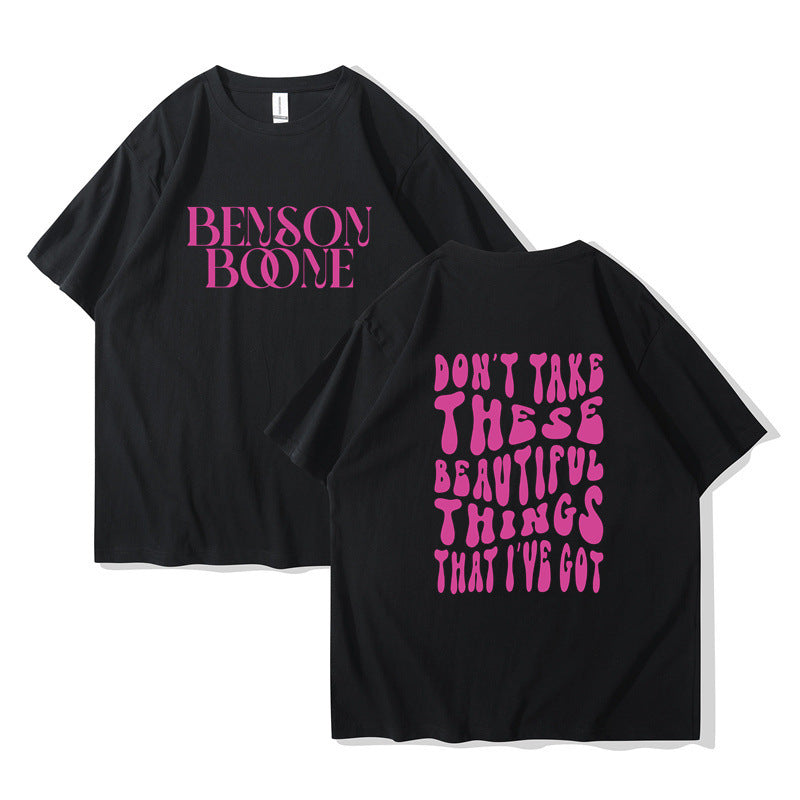 Benson Boone Boys and Girls Printed Crew Neck T-Shirt