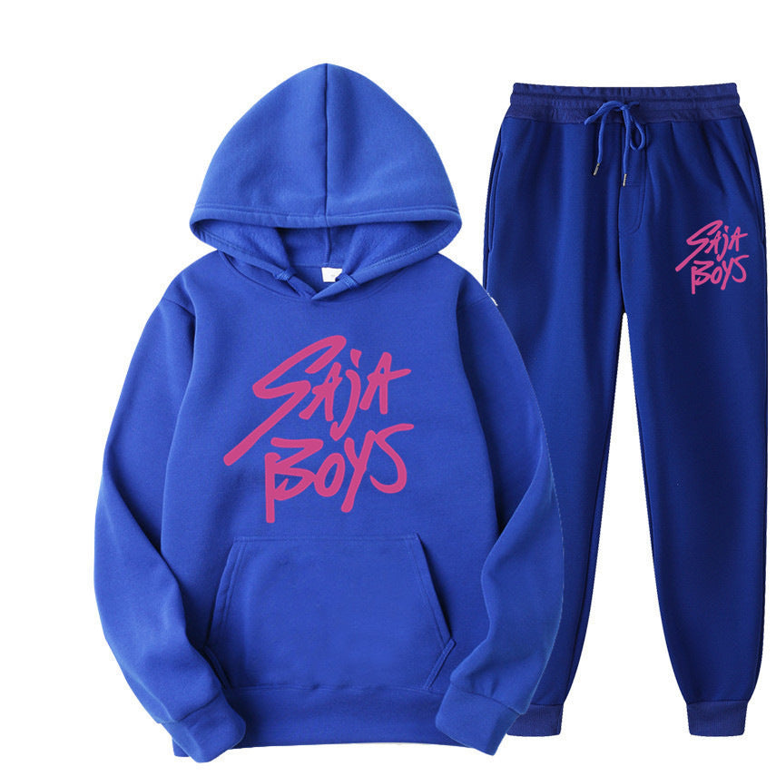 Saja Boys Hooded Sweatshirt Two-Piece Set for Unisex with Fleece Lining