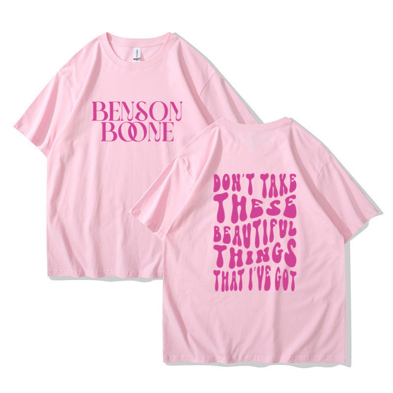 Benson Boone Boys and Girls Printed Crew Neck T-Shirt
