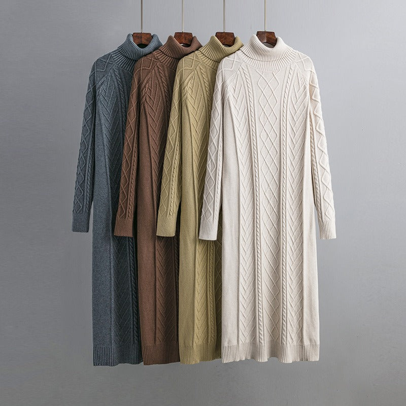 Highneck Sweater Dresses Women Female Sweater Dress