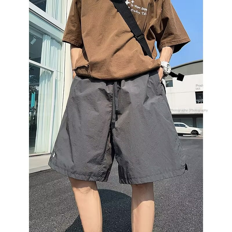 Grey elastic waist quick drying shorts cropped shorts for boys