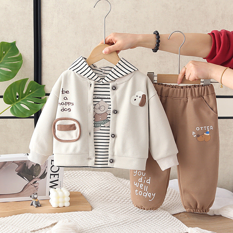 Cardigans hoodies baby and children's three piece set