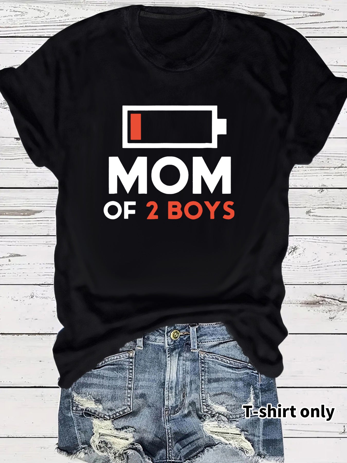 Two boys' mothers wearing t-shirts