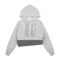 Two short hooded hoodies with fake letters