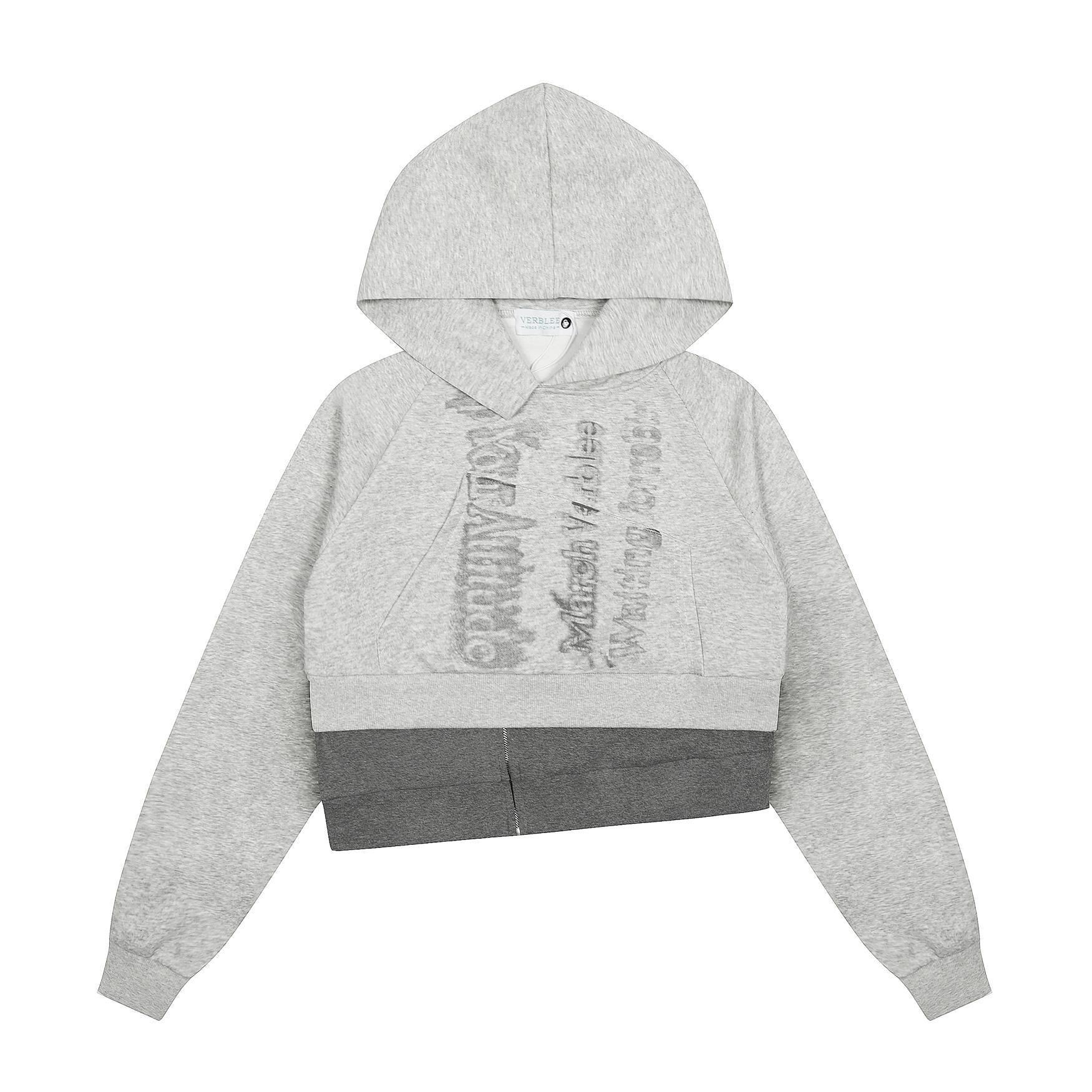Two short hooded hoodies with fake letters