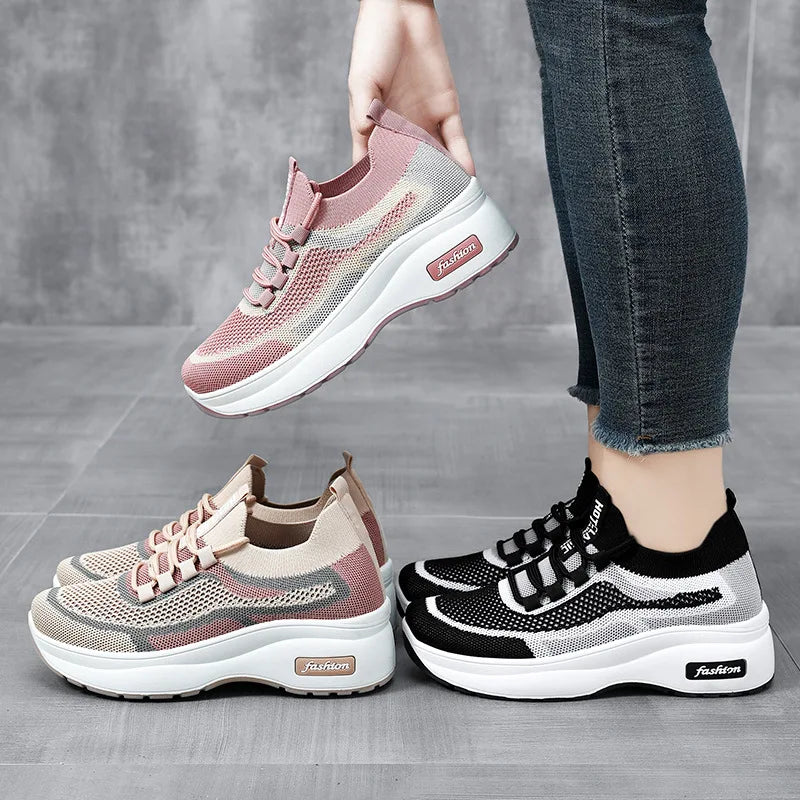 Thick soled casual style women's shoes height increasing shoes mesh breathable shoes children's shoes