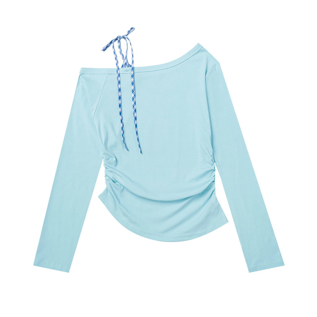 Strap off shoulder long sleeved T-shirt for girls