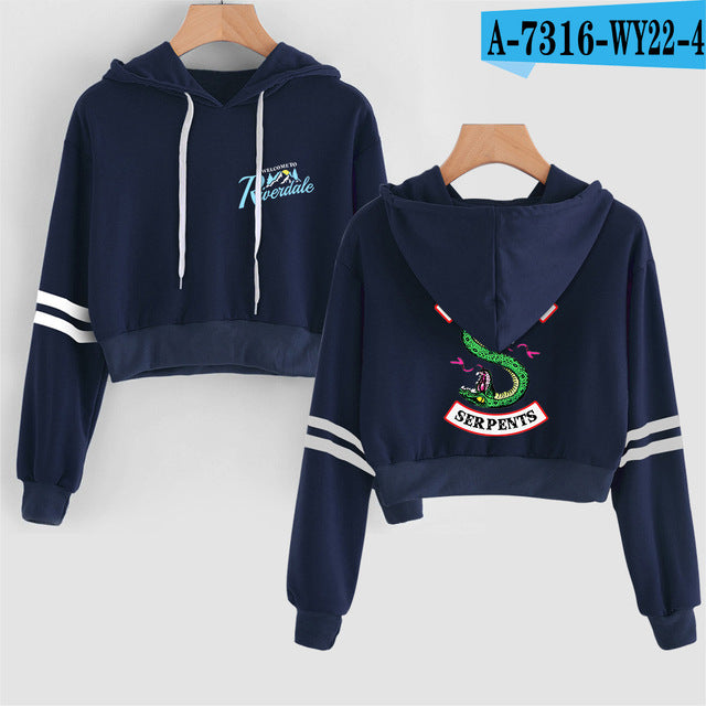 Women Sexy Crop Top Hoodies RIVERDALE Southside Serpent Print harajuku Casual Hoodies Sweatshirts