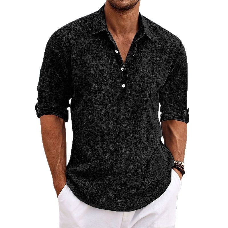 Casual Loose Long Sleeve Henley Shirt for Teen Boys Fashionable Comfortable Home Wear Top