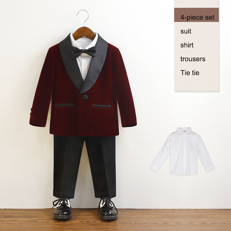 Boys' suit set flower girl dress suit performance suit children's British performance suit