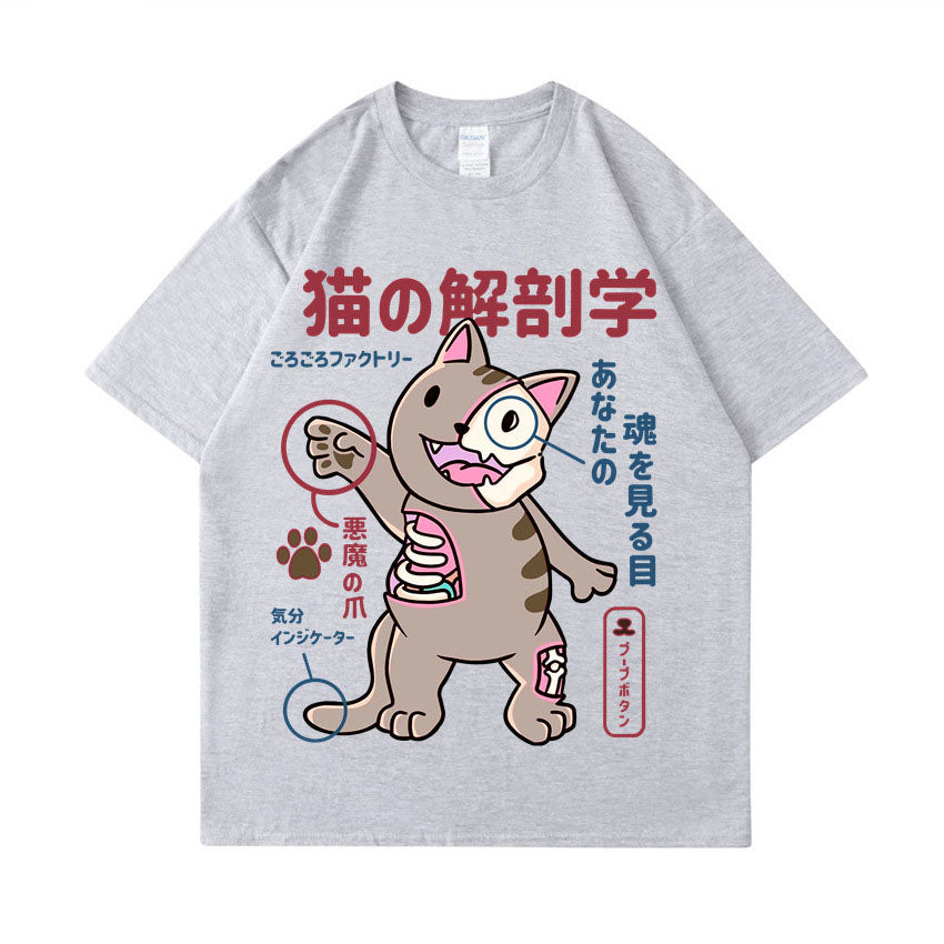 China-Chic boys' cartoon cute cat 2D printed short sleeved t-shirt