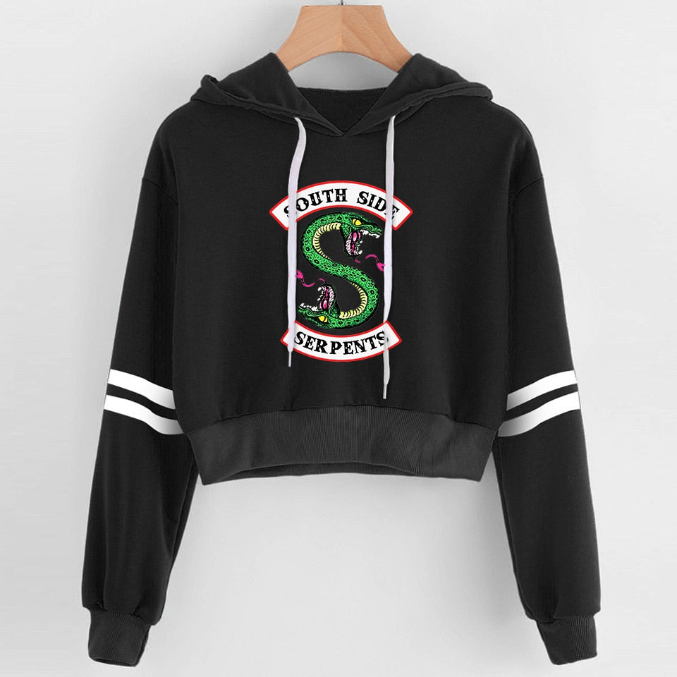 Women Sexy Crop Top Hoodies RIVERDALE Southside Serpent Print harajuku Casual Hoodies Sweatshirts