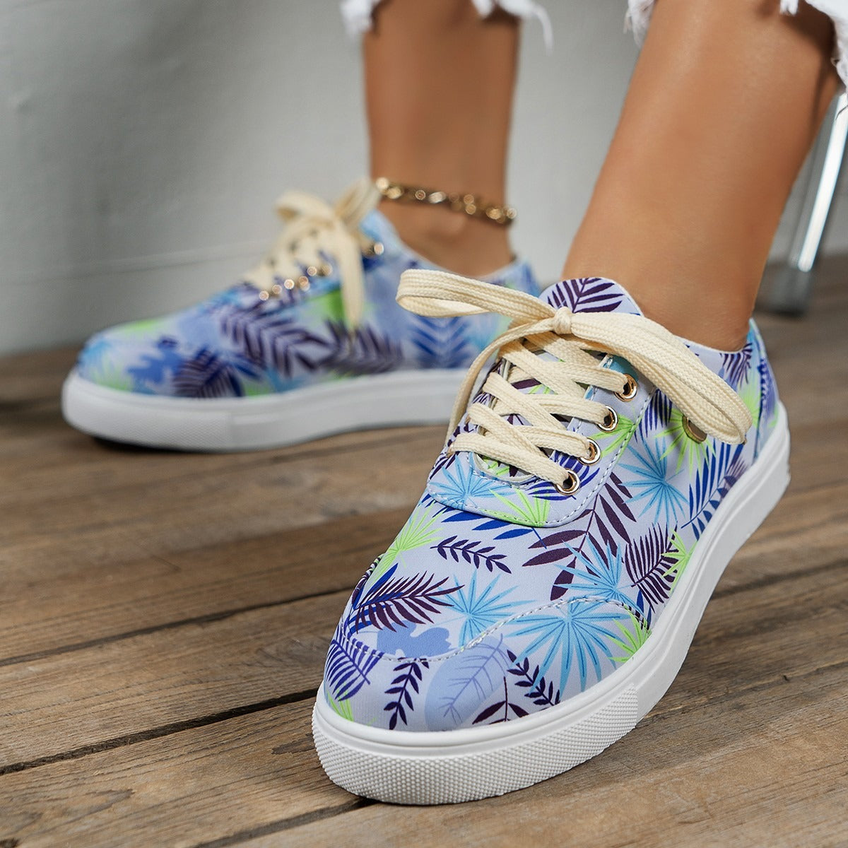 Plus Size Women's Board Shoes Spring Printing Colorful Single Shoes Casual Shoes Small White Shoes