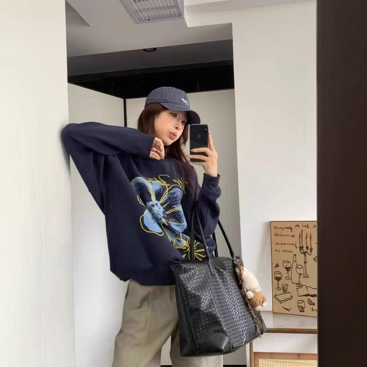 Flower Letter Print Female Hoodie Sweatshirt