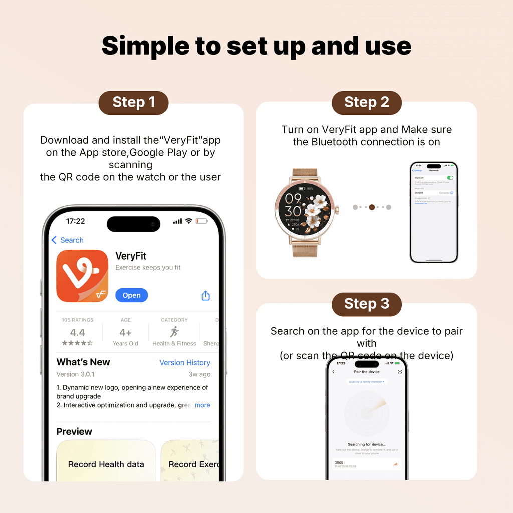 Smart Watch for Women Android/iPhone Devices, IP68 Waterproof Fitness