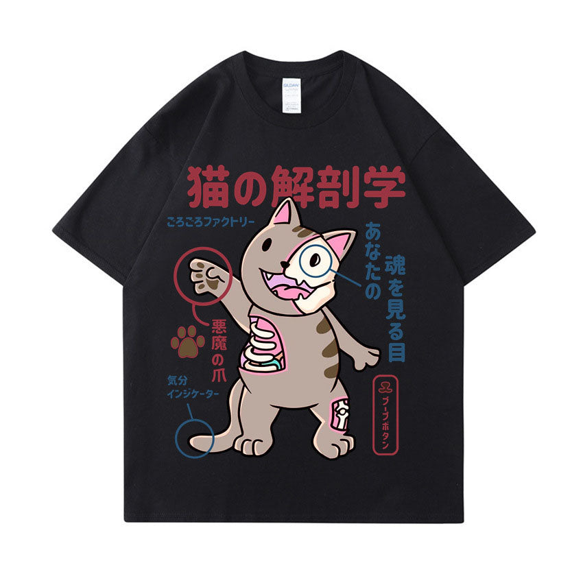 China-Chic boys' cartoon cute cat 2D printed short sleeved t-shirt