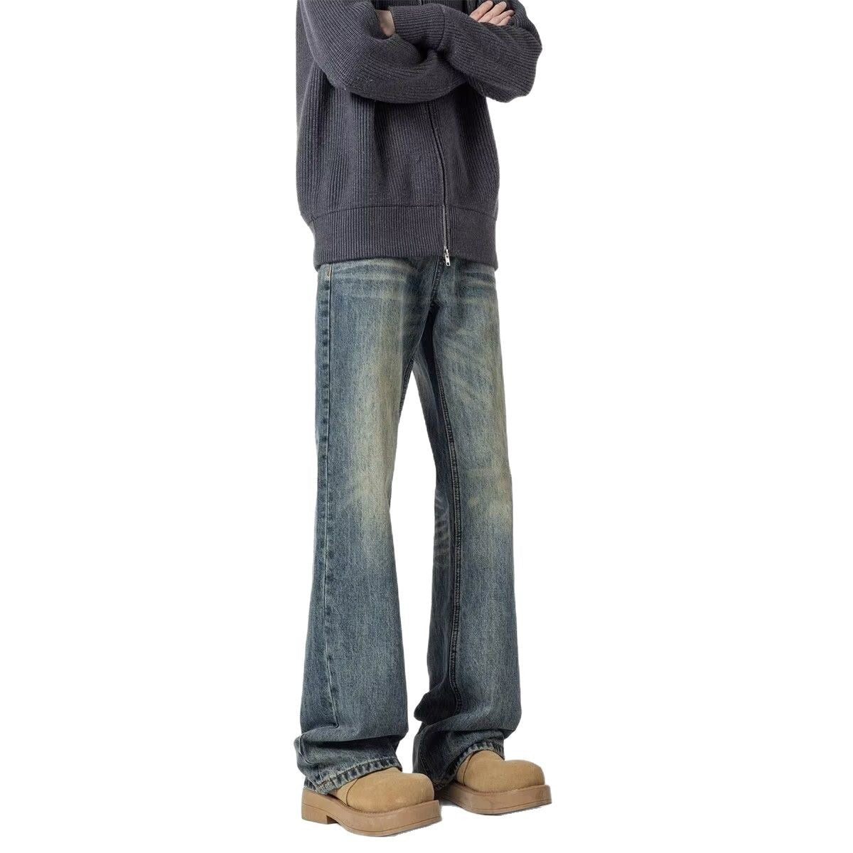 Retro jeans for boys summer style straight leg wide leg slightly flared pants