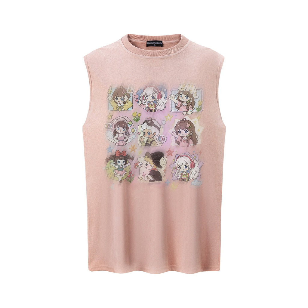 Q-version girls' printed vest