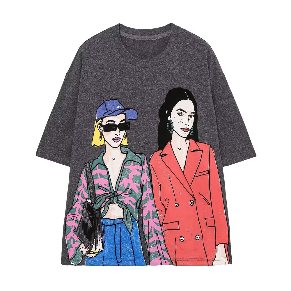 Versatile girls' women's printed T-shirt