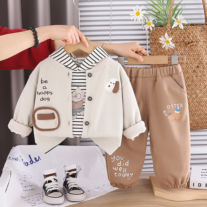 Cardigans hoodies baby and children's three piece set