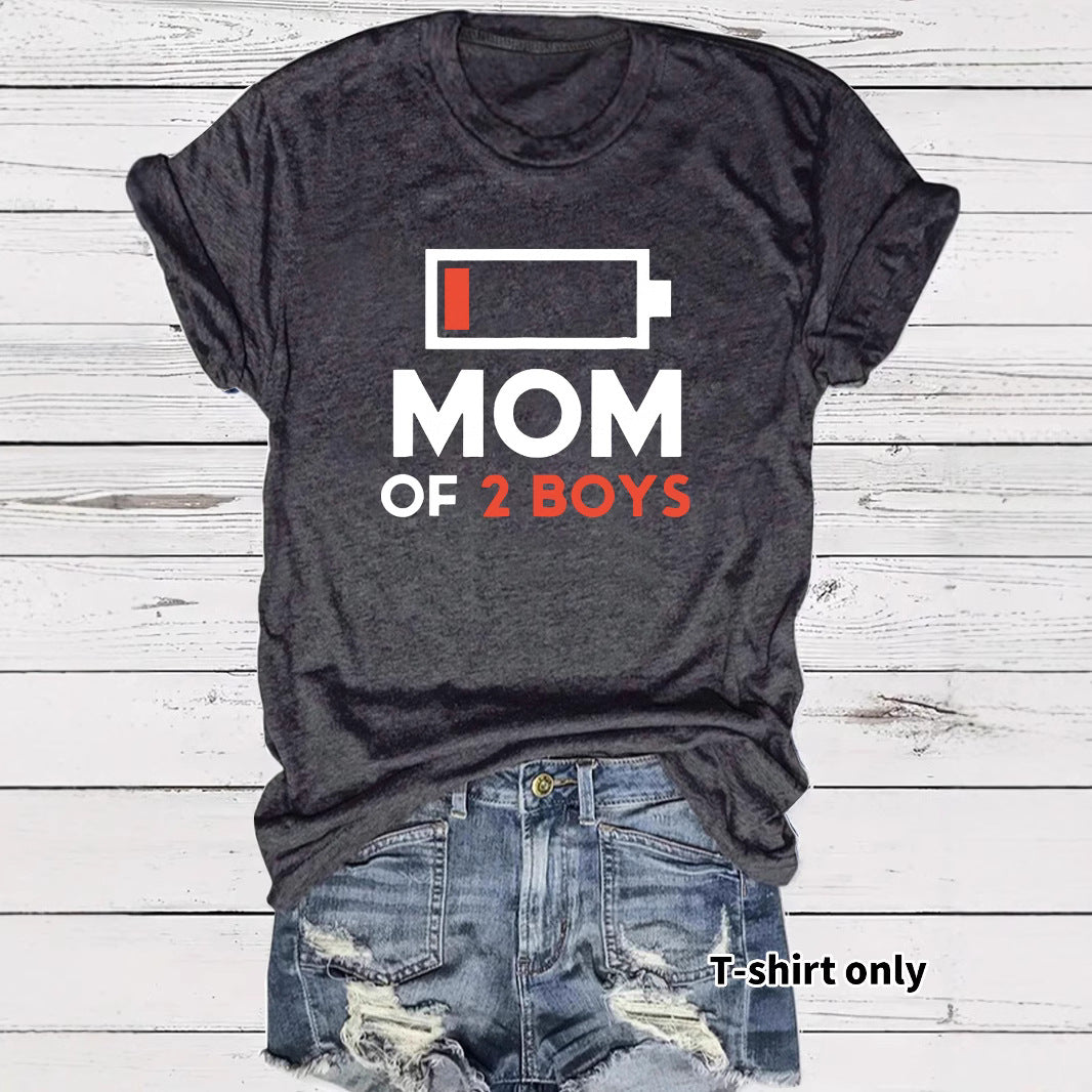Two boys' mothers wearing t-shirts