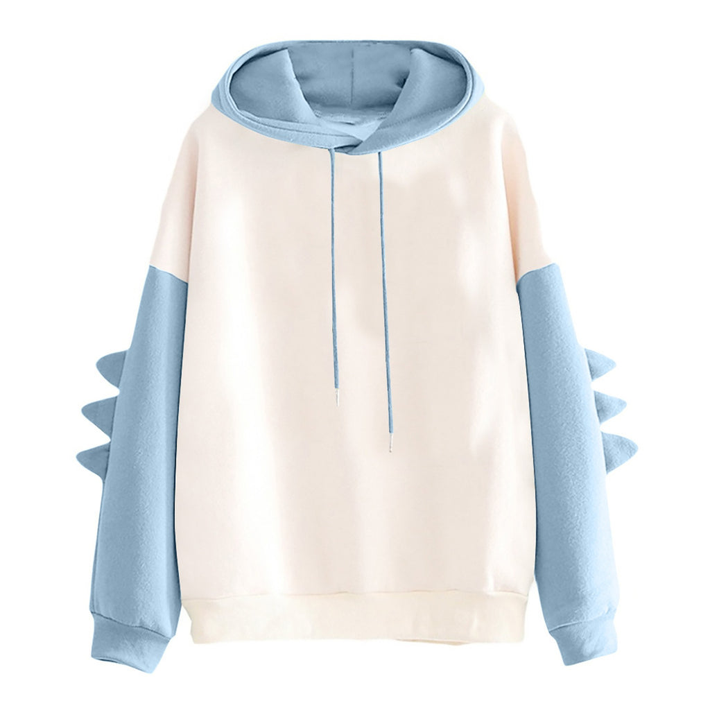 Cartoon dinosaur contrasting campus style men's and women's autumn and winter Korean version hoodies