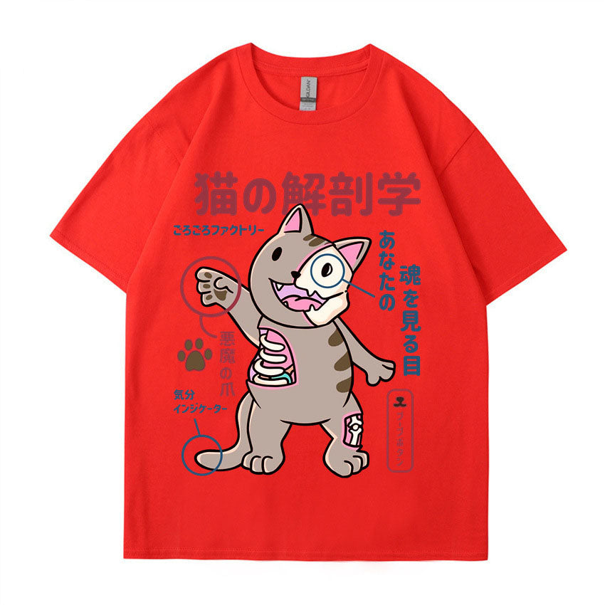 China-Chic boys' cartoon cute cat 2D printed short sleeved t-shirt