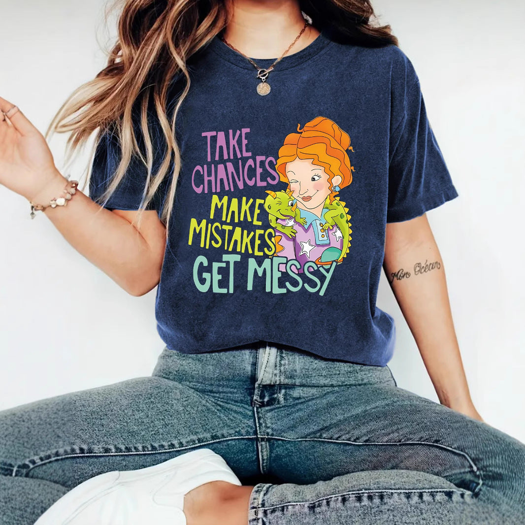 T-shirt with female cartoon character print