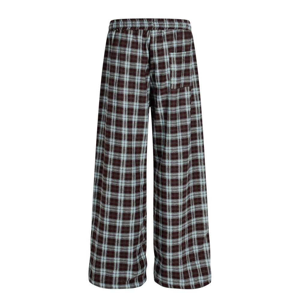 Plaid pants for boys with wide legs