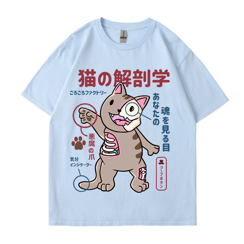 China-Chic boys' cartoon cute cat 2D printed short sleeved t-shirt