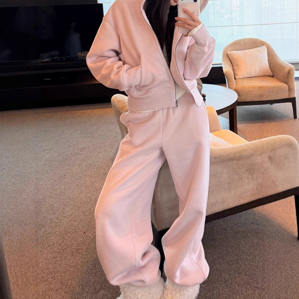 Pink High Weight  Sweatshirt Set for Girls