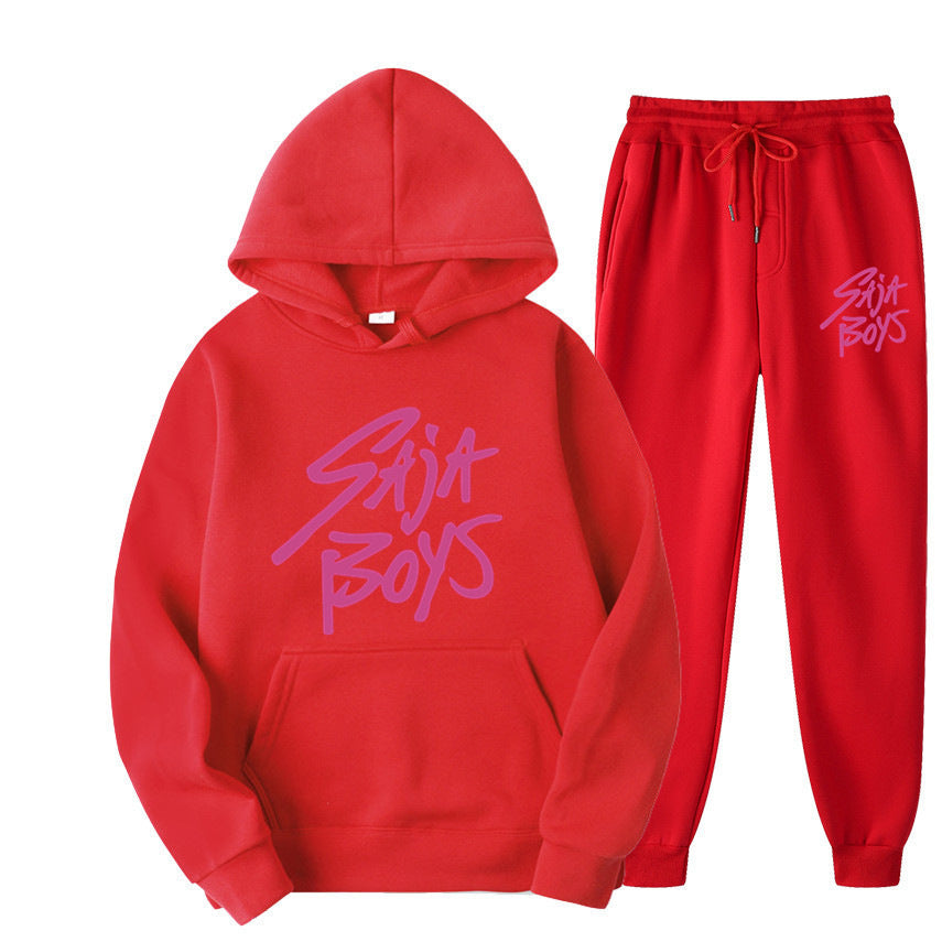 Saja Boys Hooded Sweatshirt Two-Piece Set for Unisex with Fleece Lining