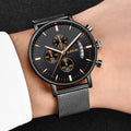 LIGE Fashion Mesh Strap Waterproof Men's Watch
