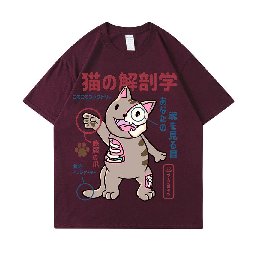China-Chic boys' cartoon cute cat 2D printed short sleeved t-shirt