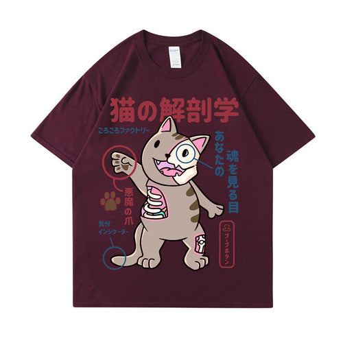 China-Chic boys' cartoon cute cat 2D printed short sleeved t-shirt