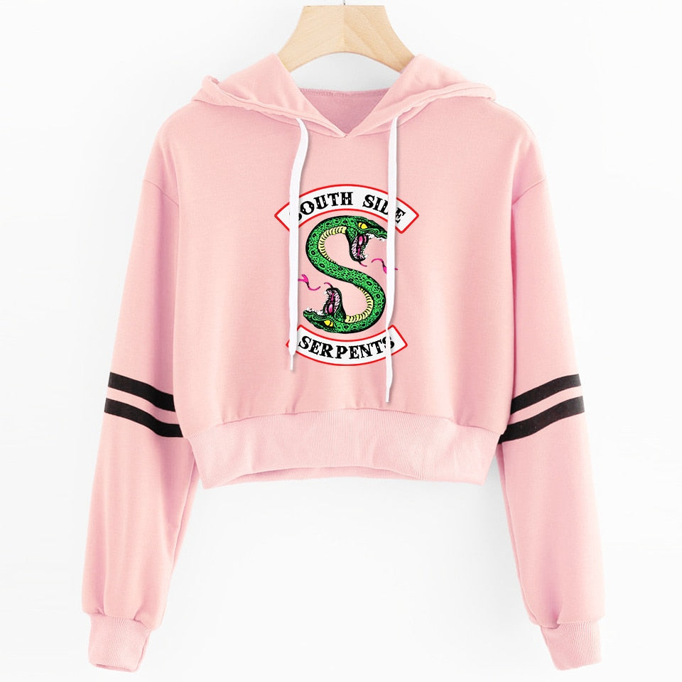 Women Sexy Crop Top Hoodies RIVERDALE Southside Serpent Print harajuku Casual Hoodies Sweatshirts