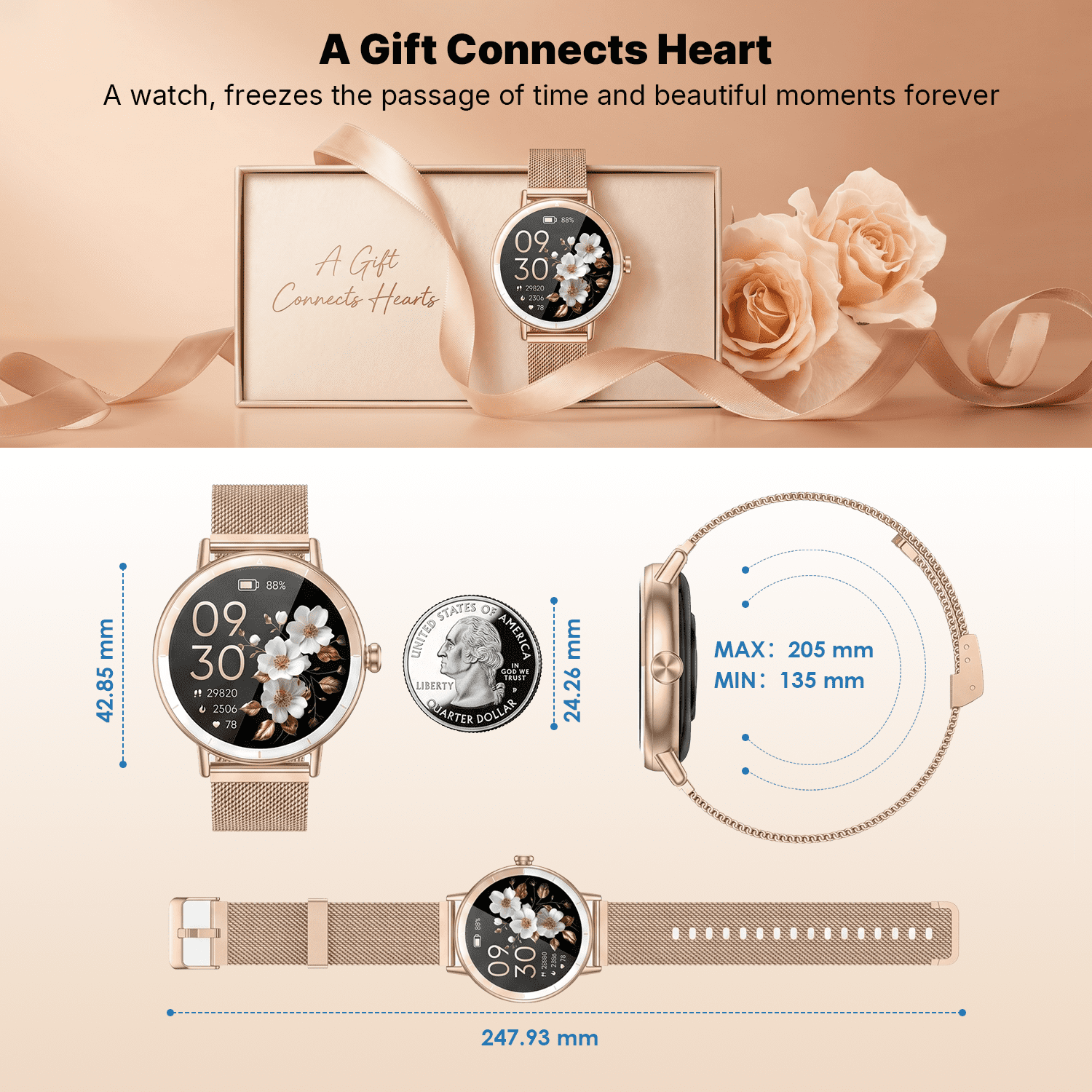 Smart Watch for Women Android/iPhone Devices, IP68 Waterproof Fitness