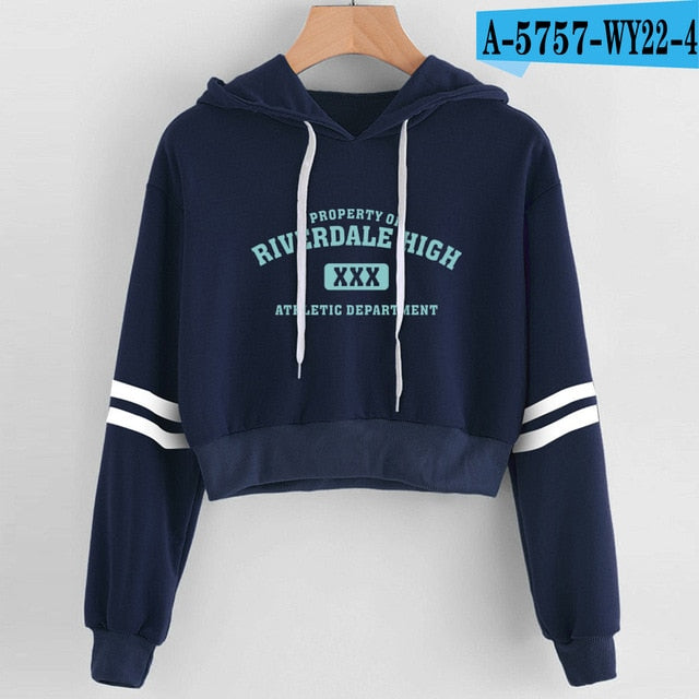 Women Sexy Crop Top Hoodies RIVERDALE Southside Serpent Print harajuku Casual Hoodies Sweatshirts