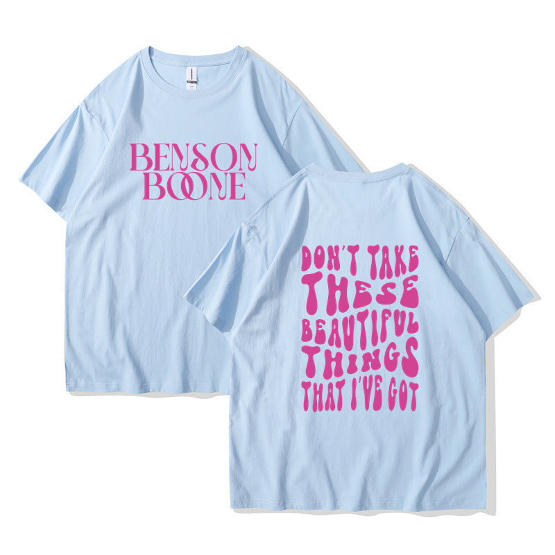 Benson Boone Boys and Girls Printed Crew Neck T-Shirt