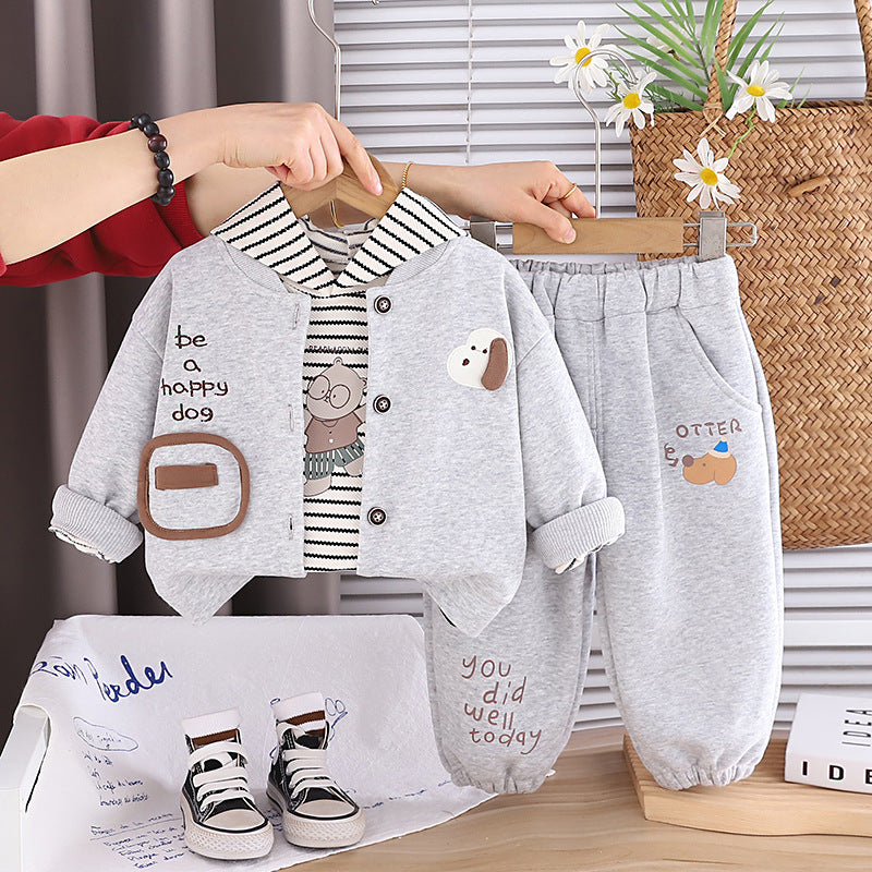 Cardigans hoodies baby and children's three piece set