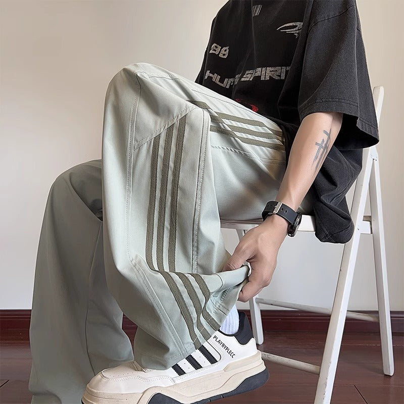 Striped Pants Men  Loose Wide Leg Pants Teen Boys Casual Long Trousers
